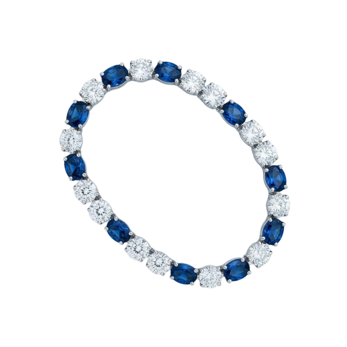 Grid Display bracelet with blue gemstones