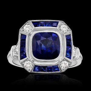 WHITE GOLD SAPPHIRE DIAMOND RING