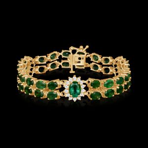 YELLOW GOLD EMERALD DIAMOND BRACELET